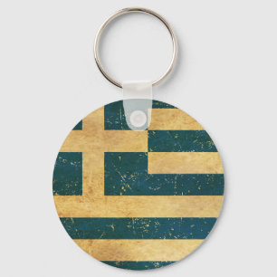 Sleutelhanger met Griekse vlag in vintage grunge s