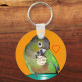 Sleutelhanger met groene kauwoog (Voorkant)