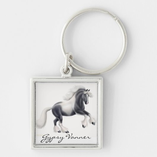  Sleutelhanger met Gypsy Vanner Cob Horse (Voorkant)