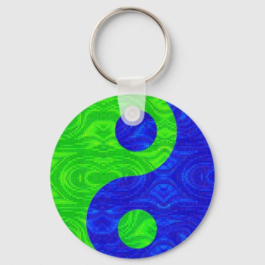 Sleutelhanger met het symbool Green & Blue Yin Yan (Voorkant)
