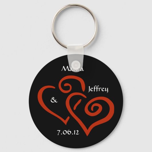 Sleutelhanger met ingesloten harten met  tekst (Voorkant)