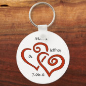 Sleutelhanger met ingesloten harten met  tekst (Voorkant)