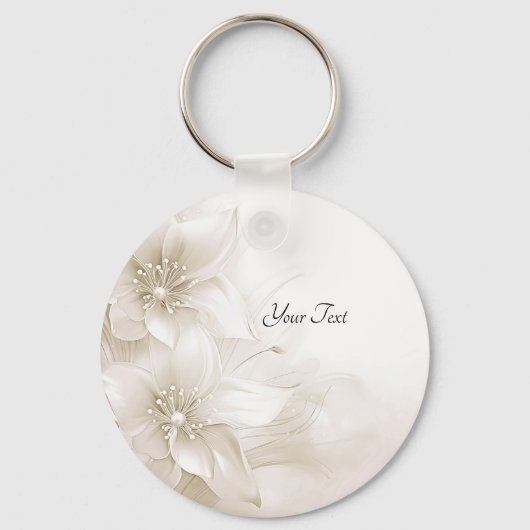 Sleutelhanger met ivoorwitte bloemen (Voorkant)