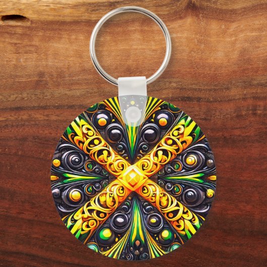 Sleutelhanger met Jamaicaanse kleuren Design (Achterkant)