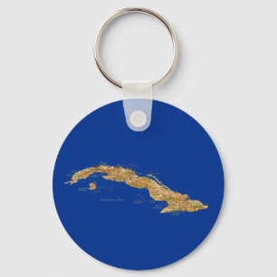 Sleutelhanger met kaart van Cuba