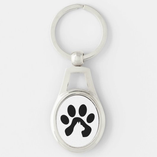 Sleutelhanger met kattenpootafdruk, cadeau idee (Voorkant)
