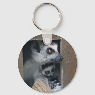 Sleutelhanger met lemur-moeder en baby