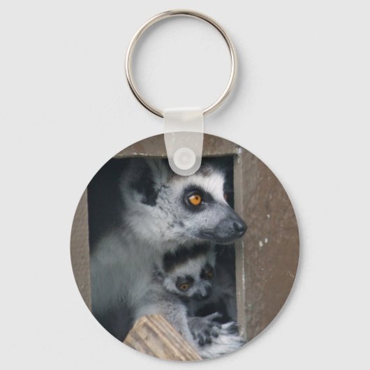 Sleutelhanger met lemur-moeder en baby (Voorkant)
