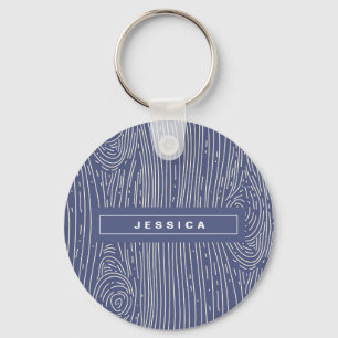 Sleutelhanger met marine witte houtnerf abstract p