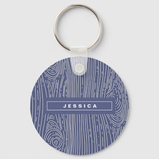 Sleutelhanger met marine witte houtnerf abstract p (Voorkant)