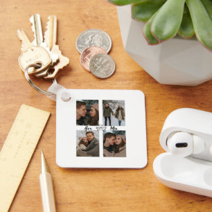 Sleutelhanger met meerdere foto's en namen, gepers