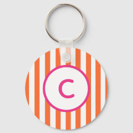 Sleutelhanger met monogram en oranje streep
