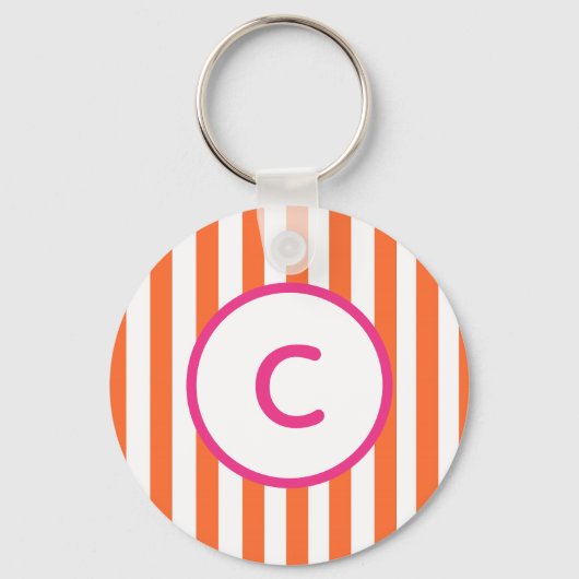Sleutelhanger met monogram en oranje streep (Voorkant)