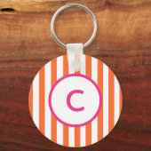 Sleutelhanger met monogram en oranje streep (Voorkant)