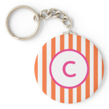 Sleutelhanger met monogram en oranje streep
