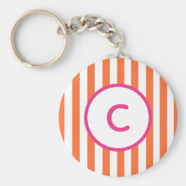 Sleutelhanger met monogram en oranje streep