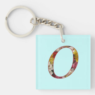 Sleutelhanger met monogram O bloemontwerp