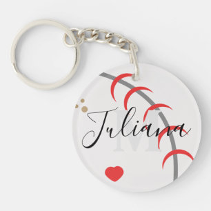 Sleutelhanger met monogram voor honkbalmoeder, -va