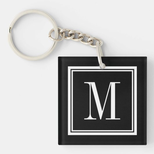 Sleutelhanger met monogramletter en achtergrond in (voorkant)