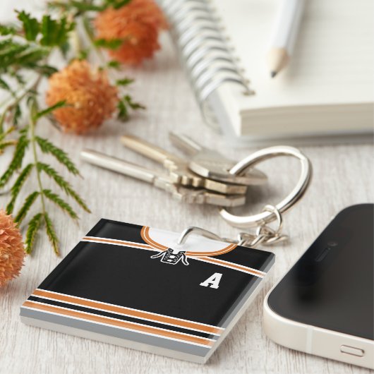 Sleutelhanger met naam en nummer van ijshockeyshir (Voorkant Rechts)