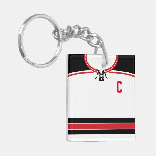 Sleutelhanger met naam & nummer van shirt, Hockey  (Voorkant Links)