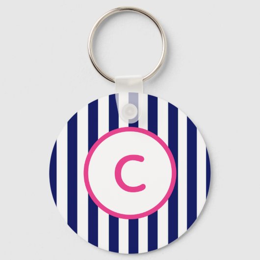 Sleutelhanger met Navy Streep Monogram (Voorkant)