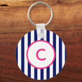 Sleutelhanger met Navy Streep Monogram (Voorkant)