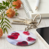 sleutelhanger met pufharten (Zijkant)