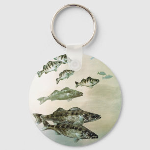 sleutelhanger met rode baars en pike