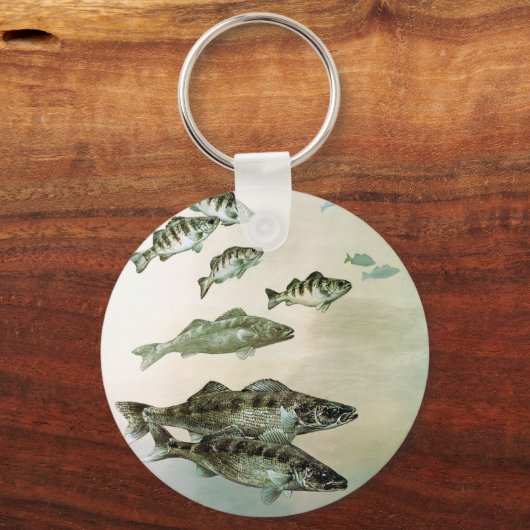 sleutelhanger met rode baars en pike (Voorkant)
