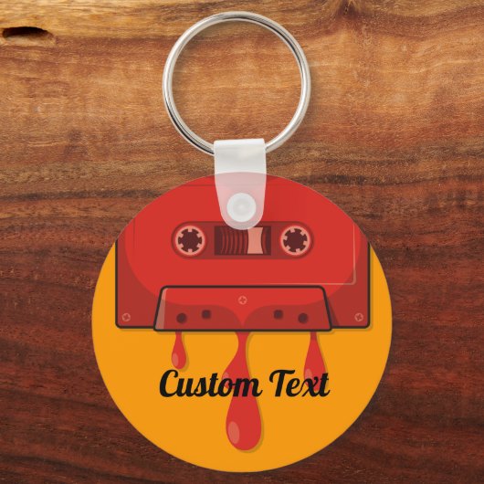 Sleutelhanger met rode harscassette (Voorkant)