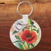Sleutelhanger met rode witte papavers (Voorkant)