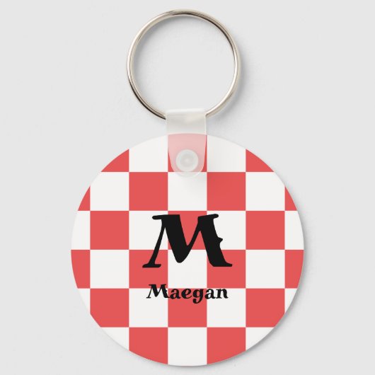 Sleutelhanger met rood geruit patroon achtergrond (Voorkant)
