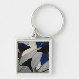 Sleutelhanger met roze paarse bloemen