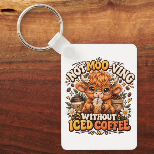 Sleutelhanger met Schattige Hoogland Koe Iced Coff