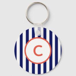 Sleutelhanger met streepmotief en monogram Navy