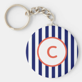 Sleutelhanger met streepmotief en monogram Navy