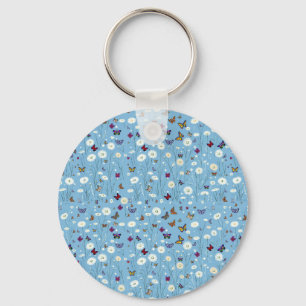 Sleutelhanger met vlinders en bloemen