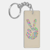Sleutelhanger met vredesgebaar kleurig (Voorkant Links)