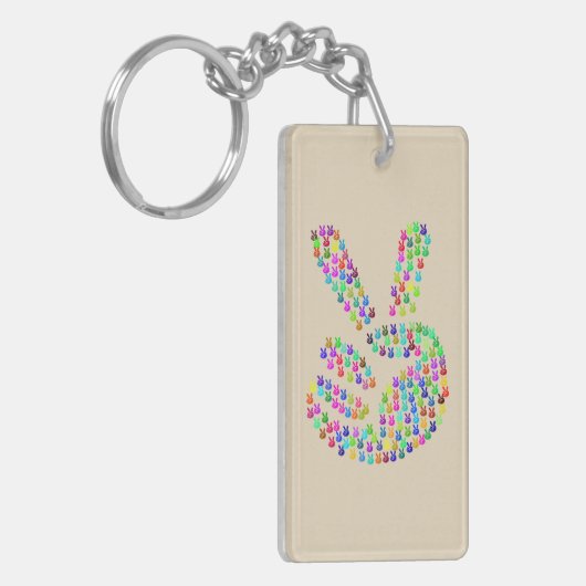 Sleutelhanger met vredesgebaar kleurig (Voorkant Links)