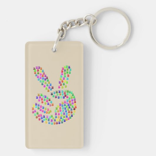 Sleutelhanger met vredesgebaar kleurig (achterkant)