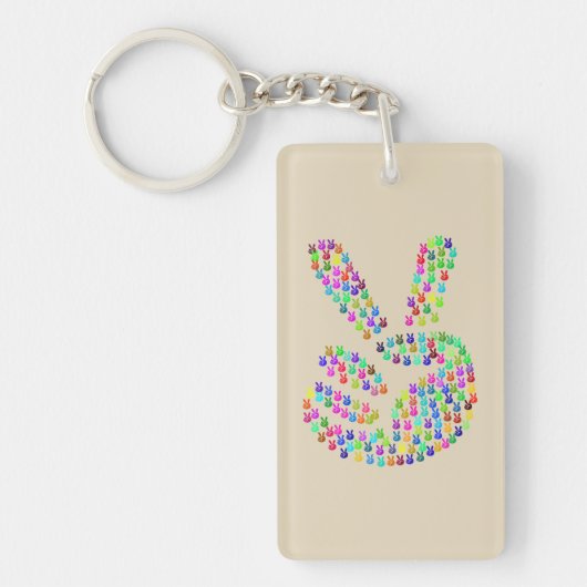 Sleutelhanger met vredesgebaar kleurig (Voorkant)