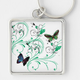 Sleutelhanger met wijnstokken en Butterflies Green