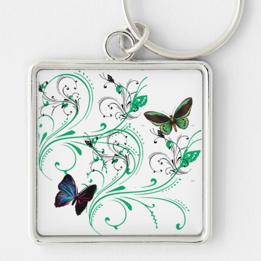 Sleutelhanger met wijnstokken en Butterflies Green (Voorkant)