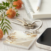 Sleutelhanger met witte en gouden bloemen (Voorkant Rechts)