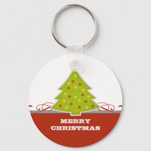 Sleutelhanger met witte kerstbomen (Voorkant)