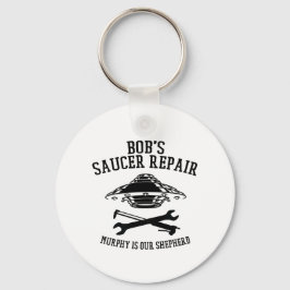 sleutelhanger met zwarte logo voor Saucer-reparati