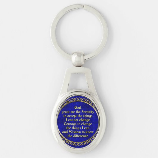Sleutelhanger: Metaal: Serenity Prayer Gold op Blu Sleutelhanger (Voorkant)