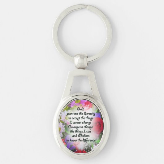 Sleutelhanger: Metaal: Serenity Prayer met Bouquet Sleutelhanger (Voorkant)