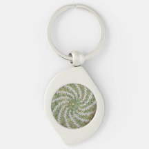 Sleutelhanger (metaal) - White Spiral on Green